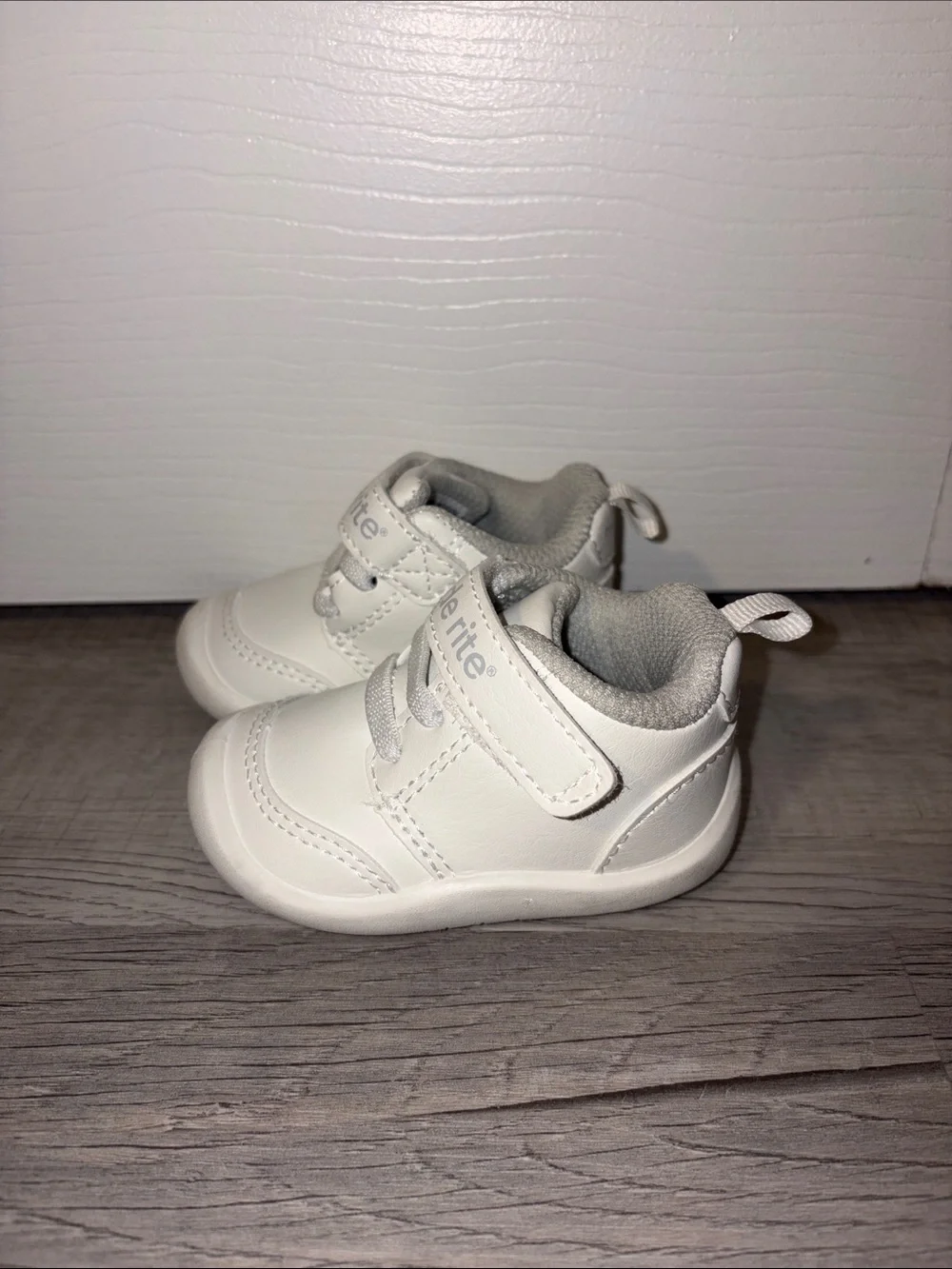Stride Rite White Baby Walker Shoes with Velcro Strap